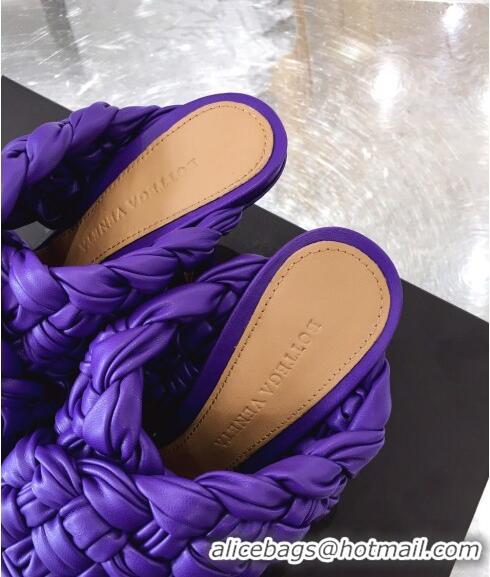 Low Cost Bottega Veneta Lambskin Woven Heel Slide Sandals 90mm BV2425 Purple 2020