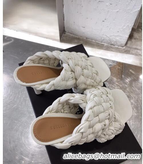 High Quality Bottega Veneta Lambskin Woven Heel Slide Sandals 90mm BV2425 White 2020