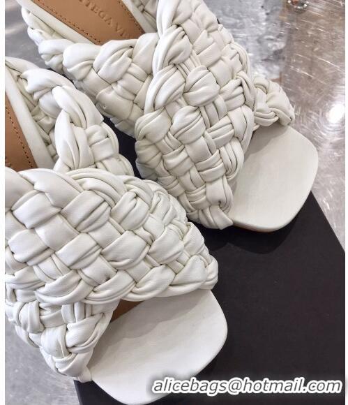 High Quality Bottega Veneta Lambskin Woven Heel Slide Sandals 90mm BV2425 White 2020