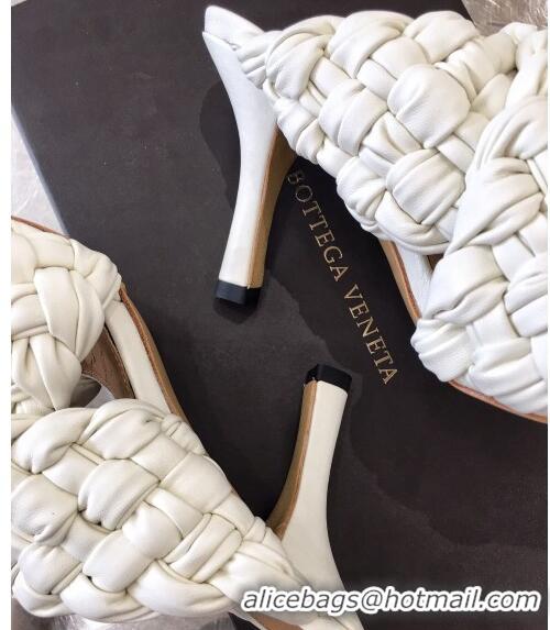 High Quality Bottega Veneta Lambskin Woven Heel Slide Sandals 90mm BV2425 White 2020