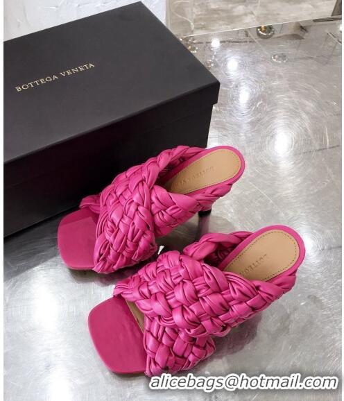 Cheapest Bottega Veneta Lambskin Woven Heel Slide Sandals 90mm BV2425 Pink 2020