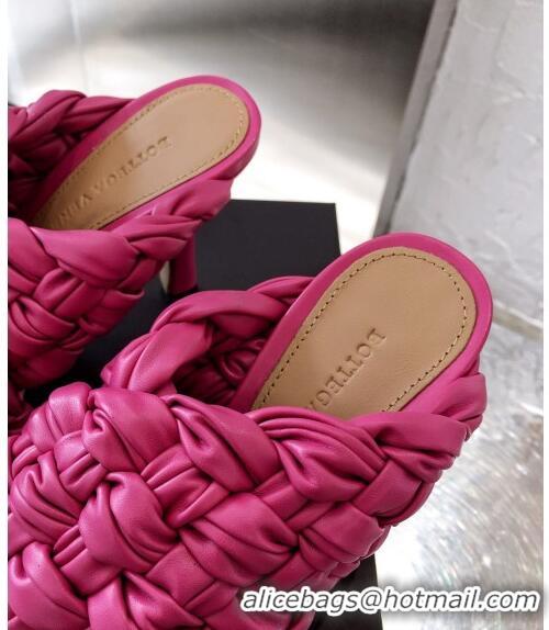 Cheapest Bottega Veneta Lambskin Woven Heel Slide Sandals 90mm BV2425 Pink 2020