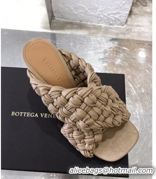 Rebate Bottega Veneta Lambskin Woven Heel Slide Sandals 90mm BV2425 Beige 2020