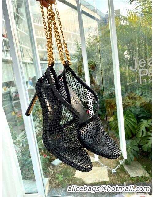 Top Quality Bottega Veneta Mesh Heel Sandals with Ankle Chain 95mm BV2512 Black 2020