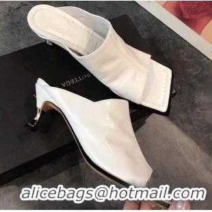 Inexpensive Bottega Veneta Lambskin Square Mules Sandals with Curved Heel 55mm BV2519 White 2020