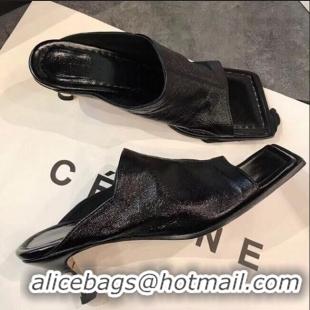 New Design Bottega Veneta Lambskin Square Mules Sandals with Curved Heel 55mm BV2519 Black 2020