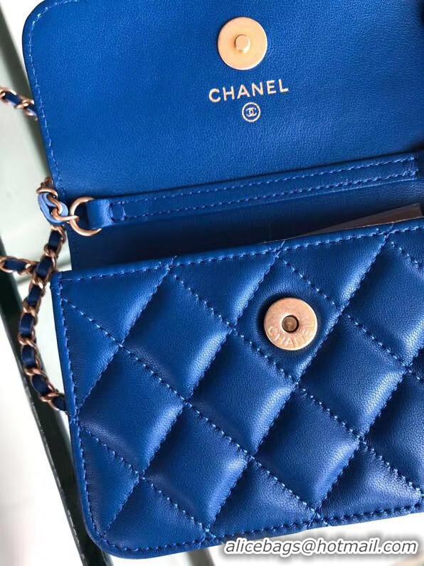 Buy New Cheap Chanel Sheepskin Original Leather Pocket AP0146 blue