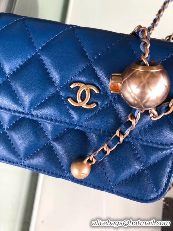 Buy New Cheap Chanel Sheepskin Original Leather Pocket AP0146 blue