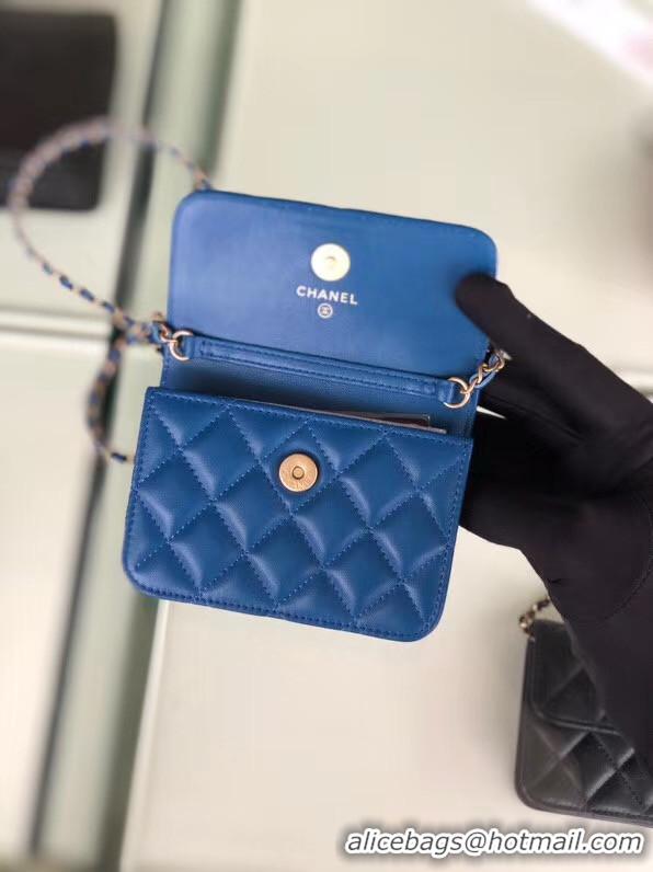 Buy New Cheap Chanel Sheepskin Original Leather Pocket AP0146 blue