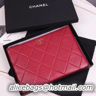 Good Looking CHANEL 19 Sheepskin Original Leather Carry on bag AP0952 red