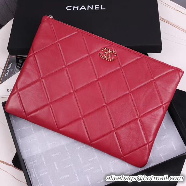 Good Looking CHANEL 19 Sheepskin Original Leather Carry on bag AP0952 red