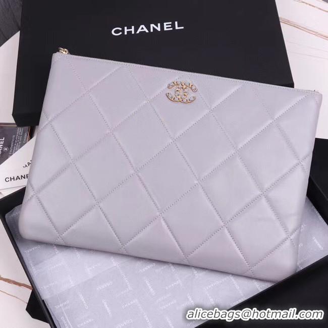 Lowest Cost CHANEL 19 Sheepskin Original Leather Carry on bag AP0952 grey