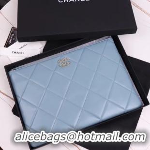 Shop Cheap CHANEL 19 Sheepskin Original Leather Carry on bag AP0952 light blue