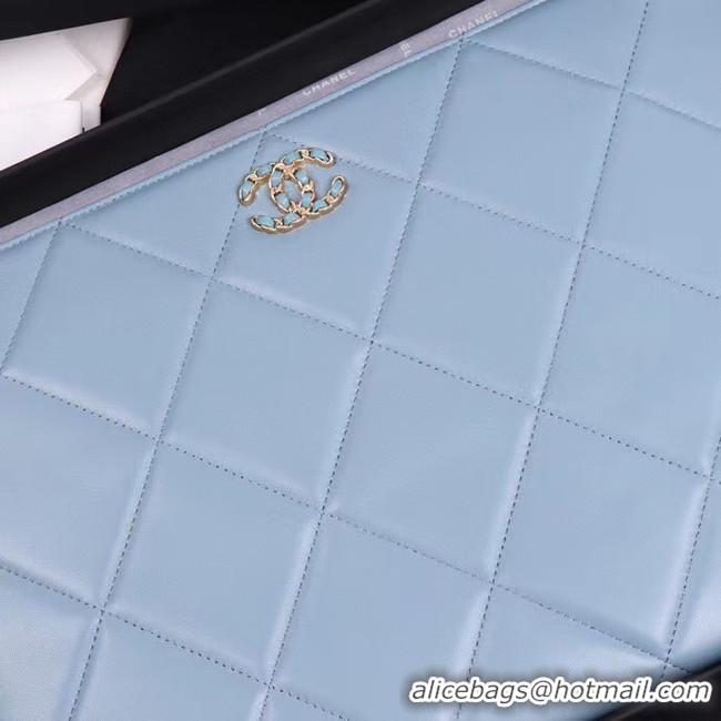 Shop Cheap CHANEL 19 Sheepskin Original Leather Carry on bag AP0952 light blue