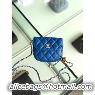 Popular Style Chanel Sheepskin Original Leather Pocket AP1461 blue