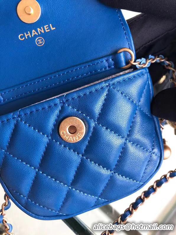 Popular Style Chanel Sheepskin Original Leather Pocket AP1461 blue