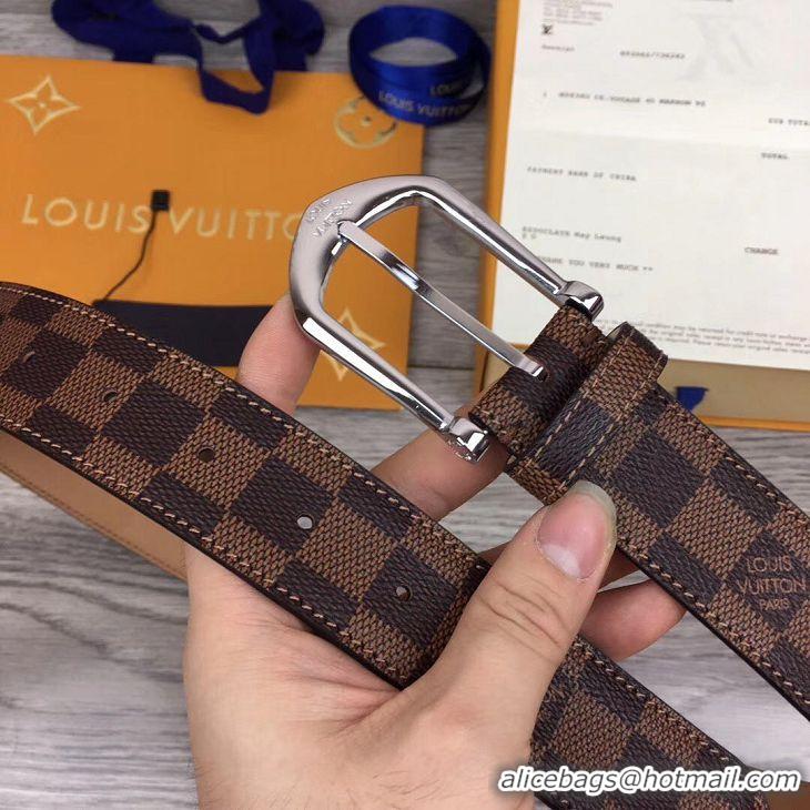 New Design Louis Vuitton Width 3.5cm Damier Ebene Canvas Belt V61440 Silver