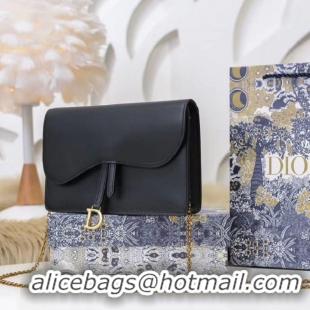 Buy Grade Dior Original Calfskin Saddle Nano Pouch M989 Black Gold