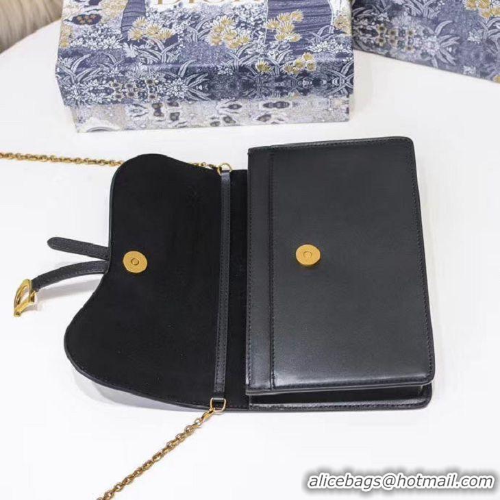 Buy Grade Dior Original Calfskin Saddle Nano Pouch M989 Black Gold