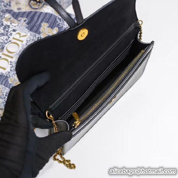 Buy Grade Dior Original Calfskin Saddle Nano Pouch M989 Black Gold