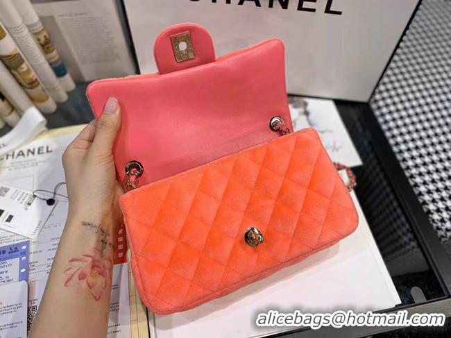 Original Cheap Chanel Original Small velvet flap bag AS1792 orange