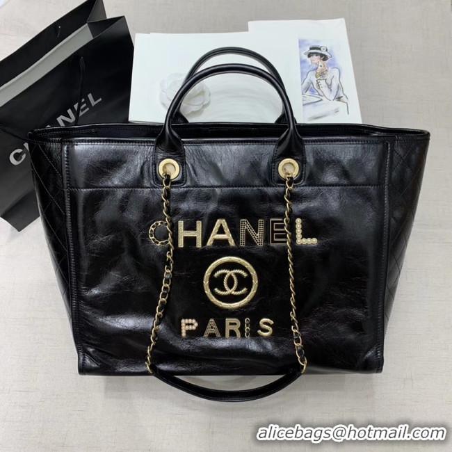 Fashion Luxury Chanel cowhide Tote Shopping Bag A66942 black