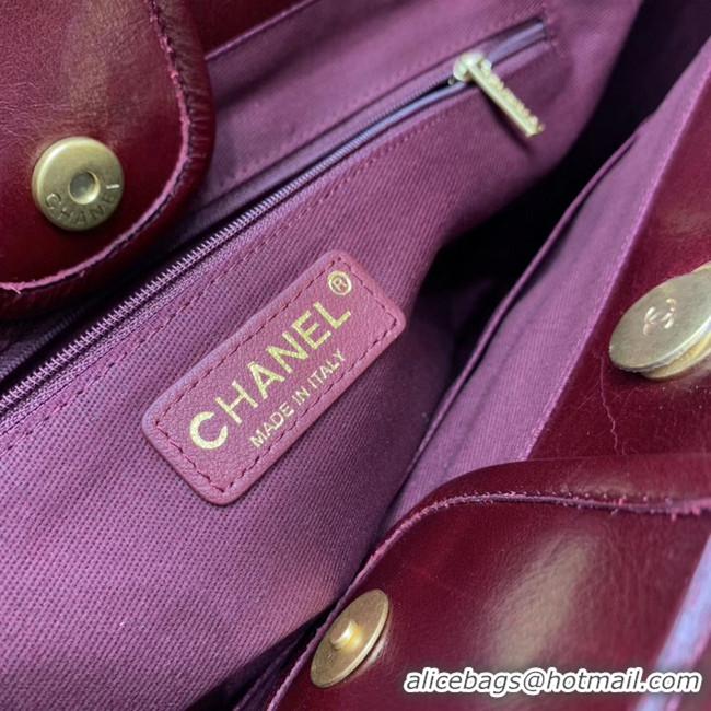 Fashion Chanel cowhide Tote Shopping Bag A66942 Burgundy