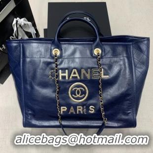 Classic Chanel cowhide Tote Shopping Bag A66942 blue