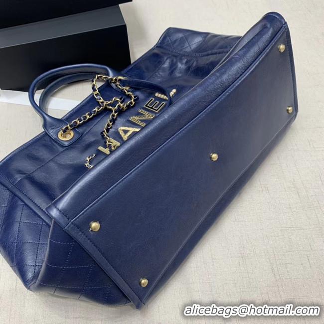 Classic Chanel cowhide Tote Shopping Bag A66942 blue