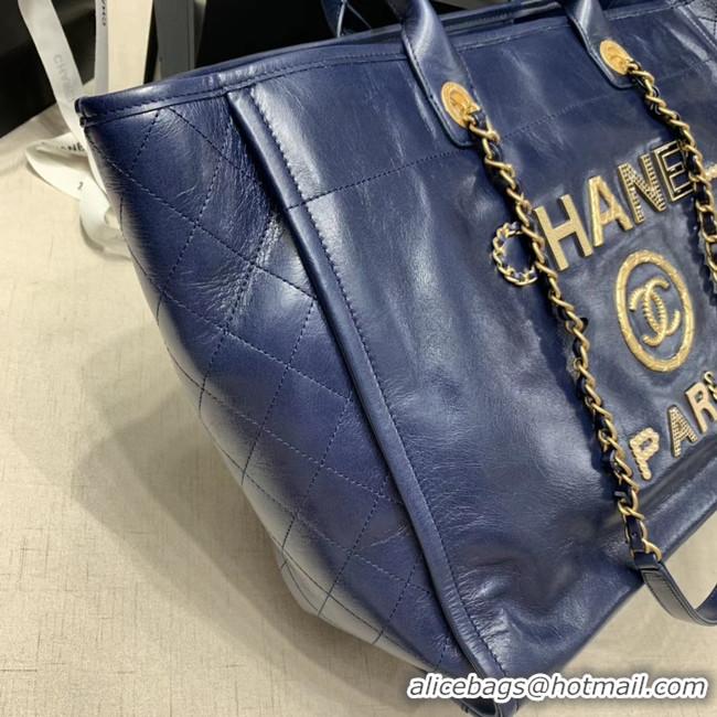 Classic Chanel cowhide Tote Shopping Bag A66942 blue