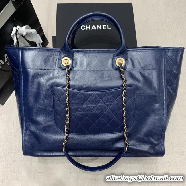 Classic Chanel cowhide Tote Shopping Bag A66942 blue