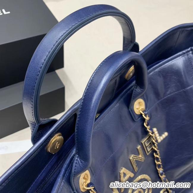 Classic Chanel cowhide Tote Shopping Bag A66942 blue