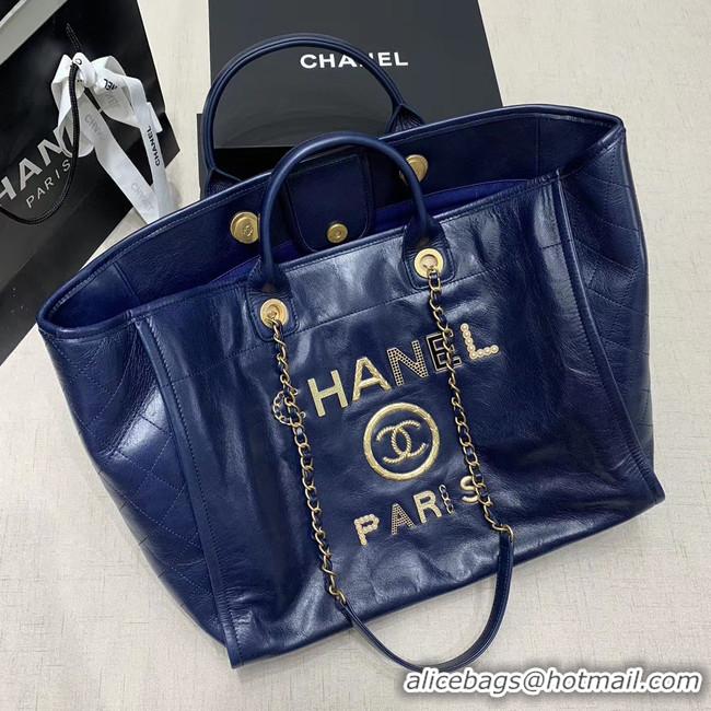 Classic Chanel cowhide Tote Shopping Bag A66942 blue