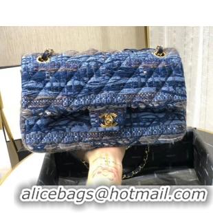 Good Quality Chanel Original flap bag Twill soft A01112 blue