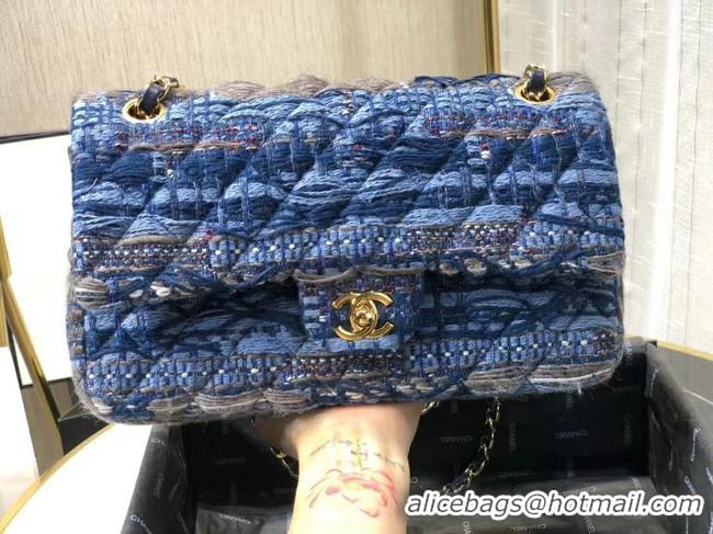 Good Quality Chanel Original flap bag Twill soft A01112 blue