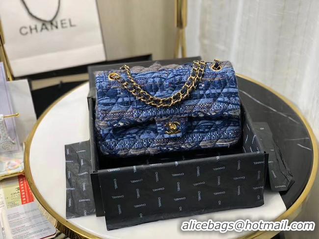 Good Quality Chanel Original flap bag Twill soft A01112 blue