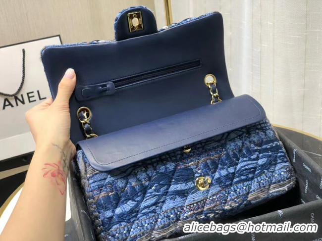 Good Quality Chanel Original flap bag Twill soft A01112 blue