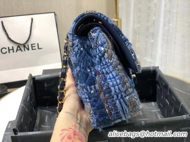 Good Quality Chanel Original flap bag Twill soft A01112 blue