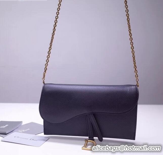 Cheapest Dior Calfskin Saddle Clutch with Chain CD2101 Black 2019