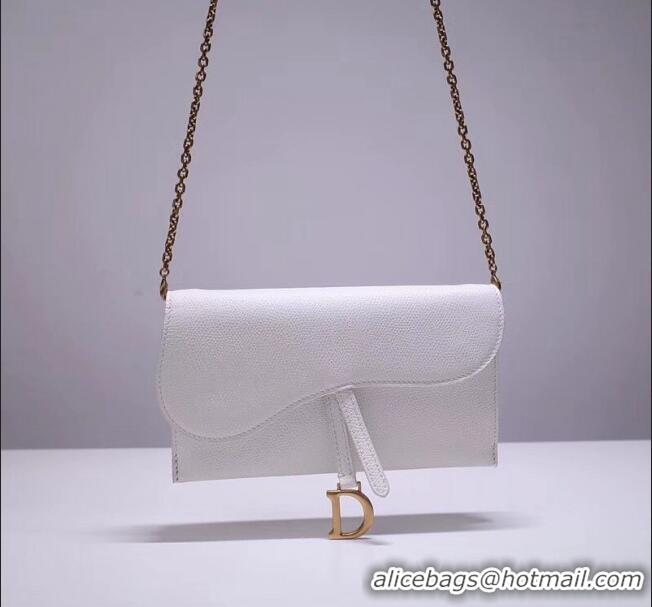 Discount Dior Calfskin Saddle Clutch with Chain CD2101 White 2019