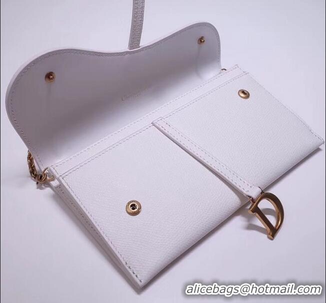 Discount Dior Calfskin Saddle Clutch with Chain CD2101 White 2019