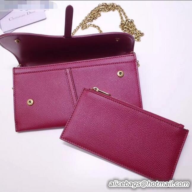 New Product Dior Calfskin Saddle Clutch with Chain CD2101 Fuchsia 2019