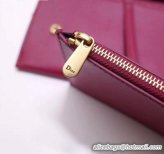 New Product Dior Calfskin Saddle Clutch with Chain CD2101 Fuchsia 2019