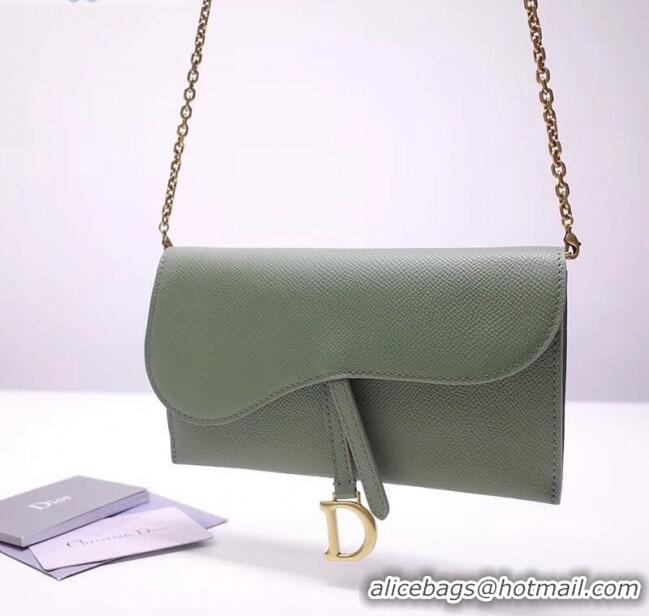 Top Quality Dior Calfskin Saddle Clutch with Chain CD2101 Jade 2019