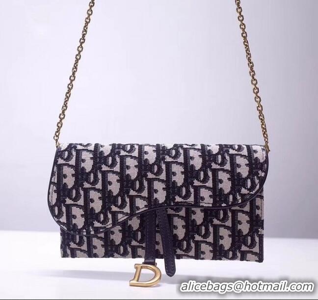 Best Price Dior Oblique Jacquard Canvas Saddle Clutch with Chain D12105 2019