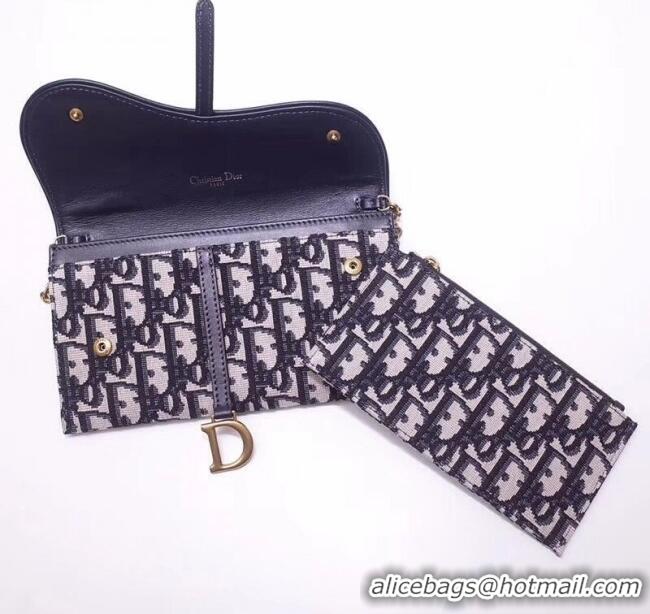 Best Price Dior Oblique Jacquard Canvas Saddle Clutch with Chain D12105 2019