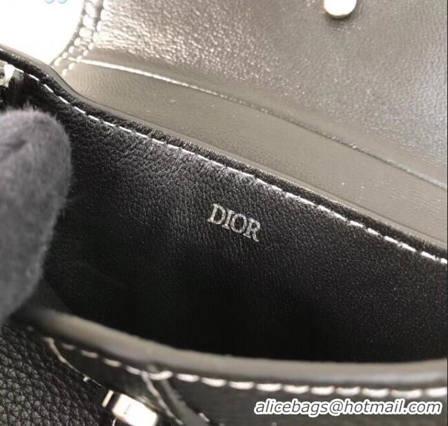 Free Shipping Discount Dior Man's Black Calfskin Saddle Wallet CD2838