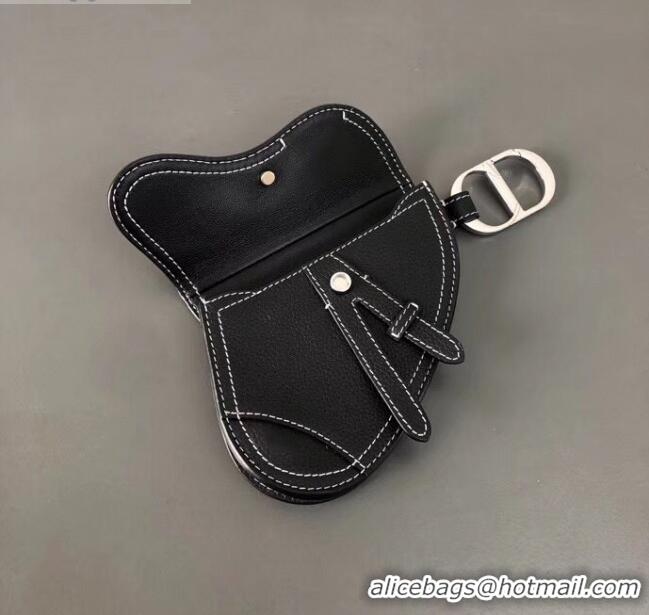 Free Shipping Discount Dior Man's Black Calfskin Saddle Wallet CD2838