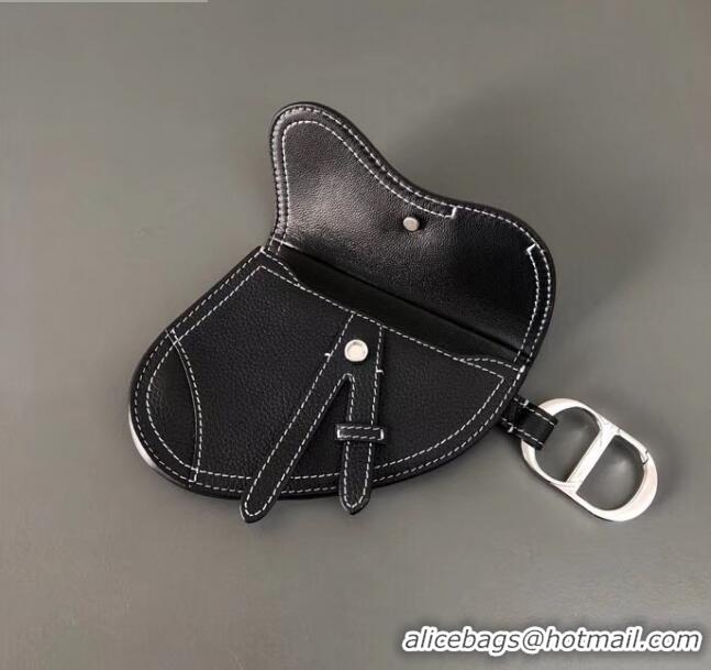 Free Shipping Discount Dior Man's Black Calfskin Saddle Wallet CD2838