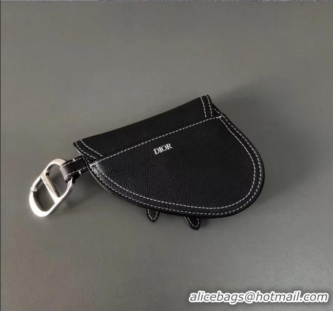 Free Shipping Discount Dior Man's Black Calfskin Saddle Wallet CD2838